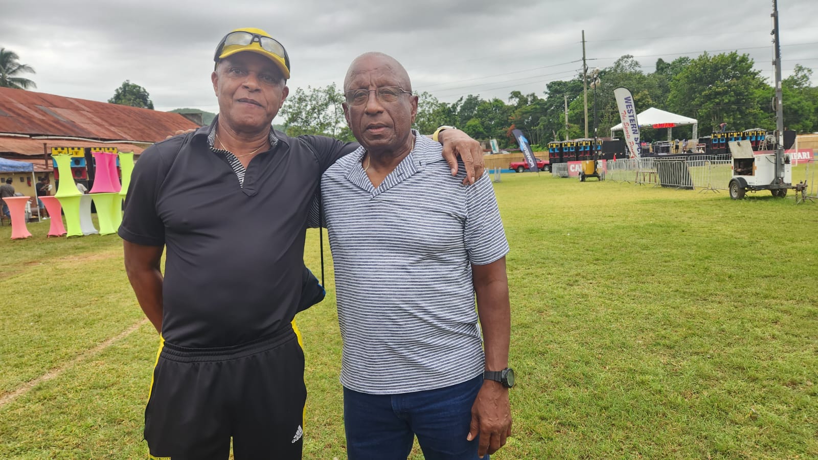 Bancroft Gordon with former Jamaica National coach, Carl Brown last weekend.