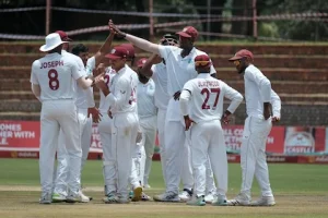 Windies labor to narrow lead after Motie spins out